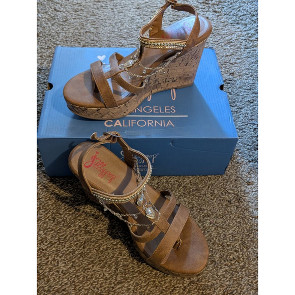 Women's Jellypop Brown Wedge Sandals Size 6 - Picture 1 of 6